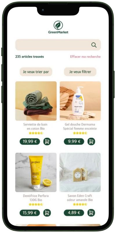 Green Market – liste produits mode clair