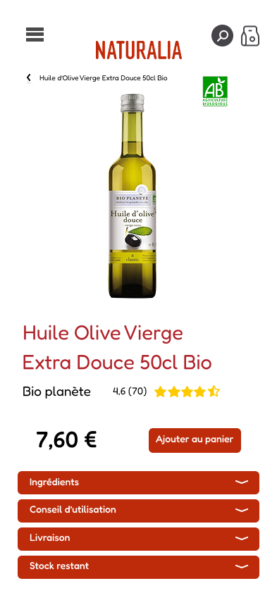 Page produit Naturalia - Après