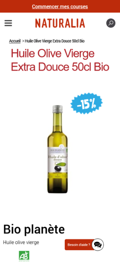 Page produit Naturalia - Avant